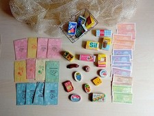 Kaufmannsladen Zubehör DDR Spielzeug Schaulebensmittel Metall Korb Geld Kartons