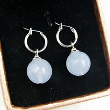 BAILYSBEADS milky Aquamarin-Ohrringe Ohrhänger mit Silberfarbige Ohrhaken D-14mm