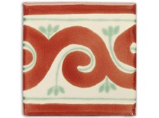 Handbemalte Fliese "Ola Roja" aus Mexiko, Kachel, ca. 10x10cm, Fliesenbordüre