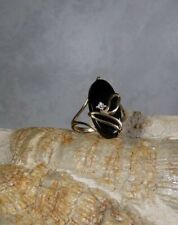 D26-7/ eleganter Ring 10 K / 417 mit Onyx und weißem Stein ca. Gr. 55 GG 