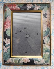 Fotorahmen rechteckig Holz bemalt Motiv Blumen 9 x 13 cm