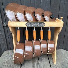 Le Creuset Topfset 5X Stieltopf Kasserolle Gusseisen braun 14/16/18/20/22cm