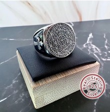 925 Silber Erzengel Ring für Herren – Verstellbarer Statement Schutzengel Ring