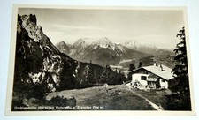 Alte AK +++ Hochlandhütte mit Wetterstein und Zugspitze (1936) +++ gelaufen