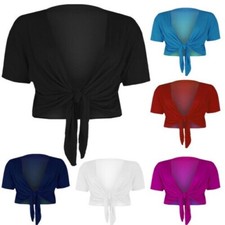 Bolero Frau Bolero Strickjacke Kurze Ärmel Basic Knoten Geschnürt VB-2131