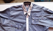 Leché Meerano – blau gestreites Herren Hemd Größe  M