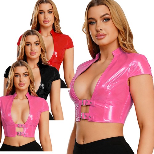 Damen lack leder crop - lack, tops