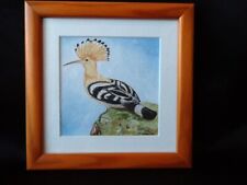 Karl Georg Gampp signiert Bild Wiedehopf handgemalt hinter Glas im Holzrahmen