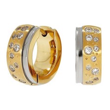 Creolen Klappcreolen aus Titan bicolor mit Zirkonia 