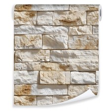 Vliestapete Ziegel Weiß Beige