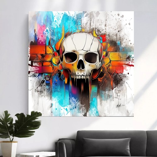 Leinwand bild totenkopf - totenkopf, bunt