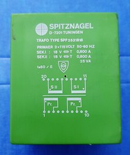 SPITZNAGEL SPF 2531818  Trafo  PRI: 2 x 110 V  50/60Hz  SEK: 2 x 18 V
