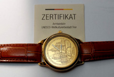 Armbanduhr UNESCO Welterbe Trier Skyline Ø40mm golden Lederarmband NEU LESEN