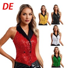 DE Damen Pailletten Ärmellose