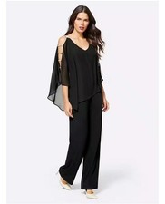 Heine Silvester Overall Jumpsuit Anzug m. Cut out & Schmucksteine schwarz 40 NEU