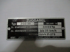 Josef Peitz Typenschild Schild Zuggabel ZGD80 ZGD 80 Espe bj