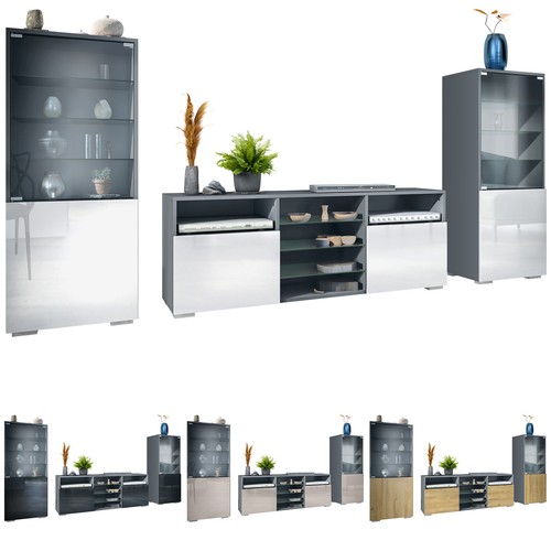 Wohnwand lowboard vitrine - wohnwand,