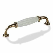 Porzellangriff Möbelgriff Porzellan Weiß-Messing Antik Küche Griffe