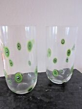 2 St italienische Wasser,Cocktailgläser mit Millefioridekor grün/blau  ca.350 ml