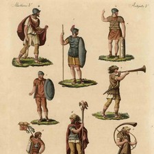 Bertuch Bilderbuch für Kinder Römische Soldaten Militär kolor Kupferstich 19 Jhd