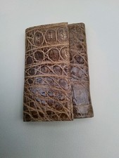 Schlüsseletui mit Kartentasche Münztasche Neu Braun Krokoleder für 6 Schlüssel