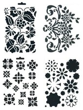 1  Schablone Blüten Ornamente A5 für Wand Fenster Textil ua Heike Schäfer