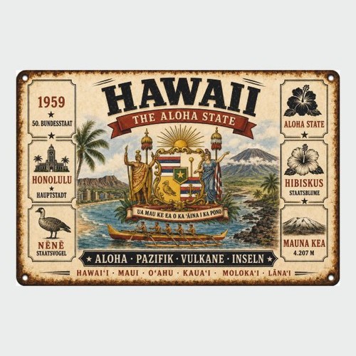 Blechschild bundesstaat hawaii - blechschild,