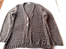 GINA LAURA, Grob Strickjacke - braun meliert m. Zopfmuster/ Größe L, top Zustand
