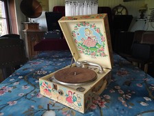 Koffergrammophon 1950 Kindergrammophon DECCA NURSERY Grammophon Motiv TOP 🔊