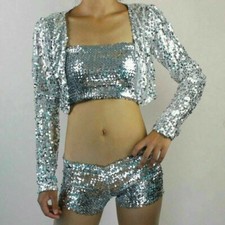 Damen Pailletten Jacke Mantel