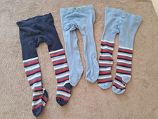 Süße Baby Strumpfhosen, 3er Set, 74/80, topomini, blau + gestreift