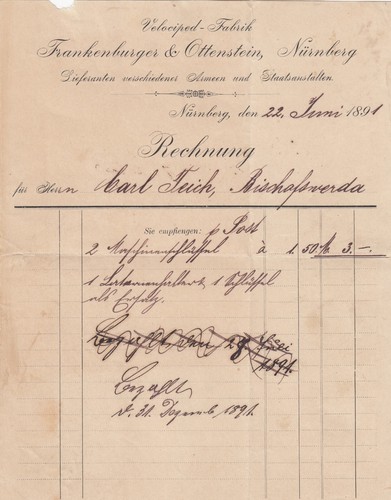 Nürnberg rechnung 1891 - rechnung,
