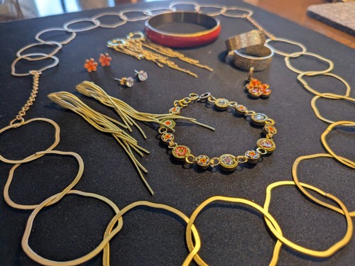 Schmuck set gold rot - , orange