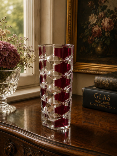 Rubinrote glasvase vintage rot - glasvase,