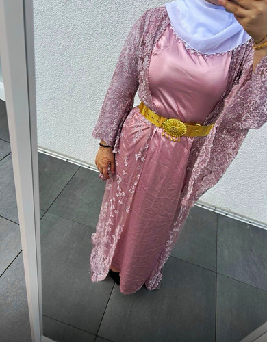 Damen abaya kaftan rosa mit - damen,