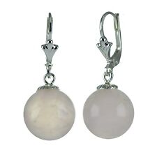 Ohrringe Rosenquarz Brisur Lilie 925 Silber Ohrhänger Kugel 15155