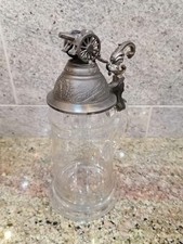 Bierkrug mit Zinndeckel - Glas