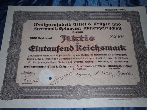 Historische aktie wollgarn - ,,