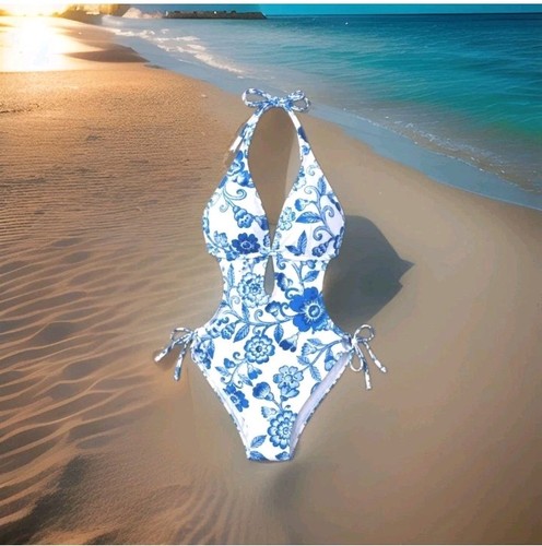 Damen monokini badeanzug blau - monokini,