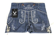 Trachten Hose Jeans Shorts kurz Damen in Lederhosen Style blau Gr.34 36 38 40