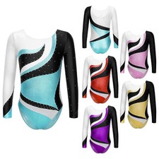 DE iEFiEL Mädchen Turnanzug Gymnastikanzug Leotard Langarm Gymnastik  Tanzbody