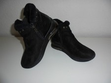 Stiefeletten / Gr.36 / Schwarz / Pelzrand / Flach / gefüttert / Details / Marke