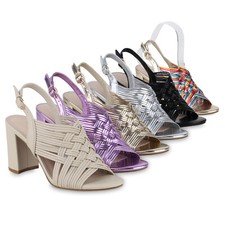 Damen Riemchensandaletten Sandaletten Basic Leder-Optik 840937 Schuhe 