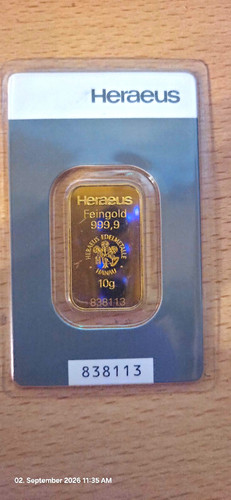 Heraeus feingold goldbarren - goldbarren, 10