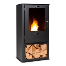 Ethanol-Kamin Bio Deko-Kamin Ofen Edelstahl-Brenner 1,2 Liter Holzfach 52x98 cm