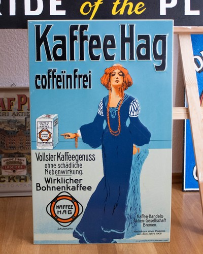 Altes blechschild kaffee - blechschild, hag