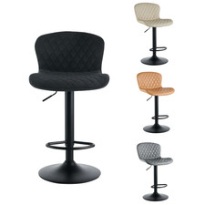 Barhocker 2er Set Samt/Kunstleder , Höhenverstellbar, Drehbar,  mit Rückenlehne