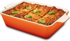 Auflaufform Groß Orangerot Keramik Eckig Back Form Schale Lasagne Kuchen Servier