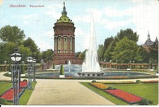 AK Mannheim am Rhein - Wasserturm, Friedrichsplatz, Fontäne - ca. 1900