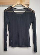Damen Netzoberteil Transparent Schwarz Mesh Langarm XL